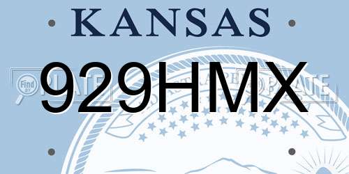 929HMX Kansas License Plate
