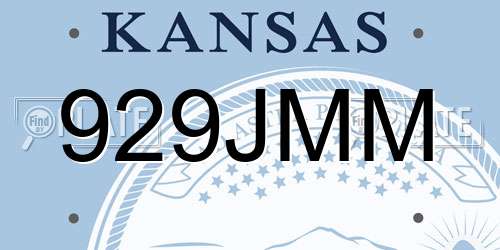 929JMM Kansas License Plate