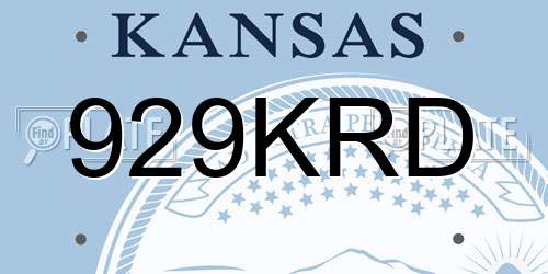 929KRD Kansas License Plate
