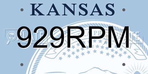 929RPM Kansas License Plate