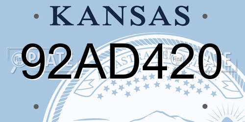 92AD420 Kansas License Plate