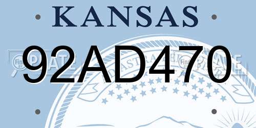 92AD470 Kansas License Plate