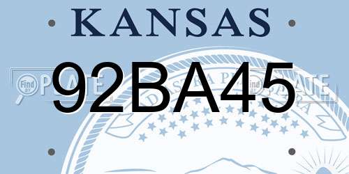 92BA45 Kansas License Plate