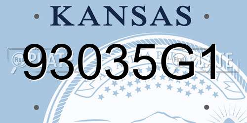 93035G1 Kansas License Plate