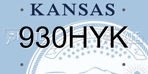 930HYK Kansas License Plate