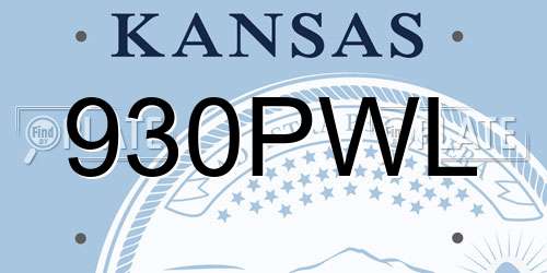 930PWL Kansas License Plate