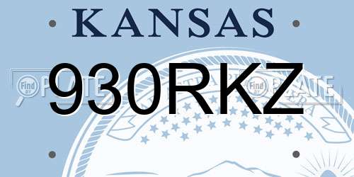 930RKZ Kansas License Plate