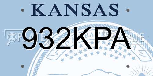 932KPA Kansas License Plate