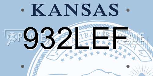 932LEF Kansas License Plate