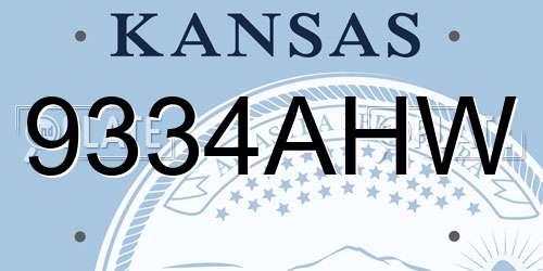 9334AHW Kansas License Plate