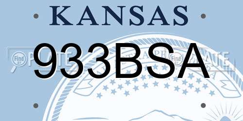 933BSA Kansas License Plate