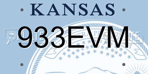 933EVM Kansas License Plate