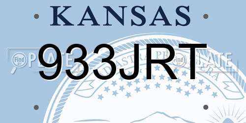 933JRT Kansas License Plate