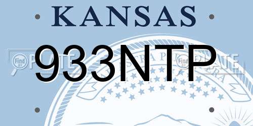 933NTP Kansas License Plate