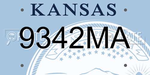 9342MA Kansas License Plate