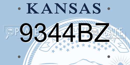 9344BZ Kansas License Plate