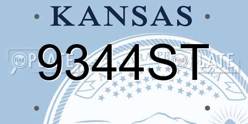 9344ST Kansas License Plate
