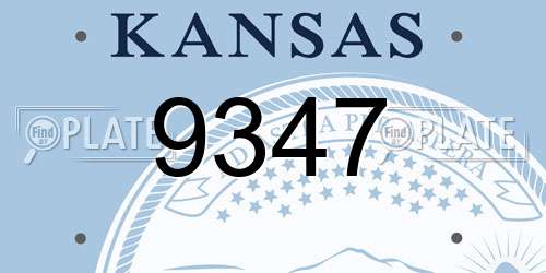 9347 Kansas License Plate