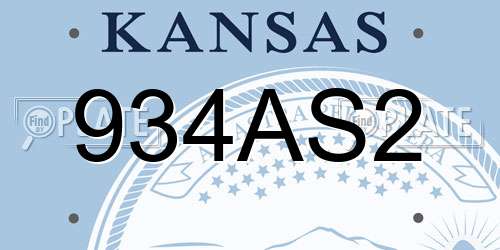 934AS2 Kansas License Plate