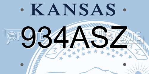 934ASZ Kansas License Plate