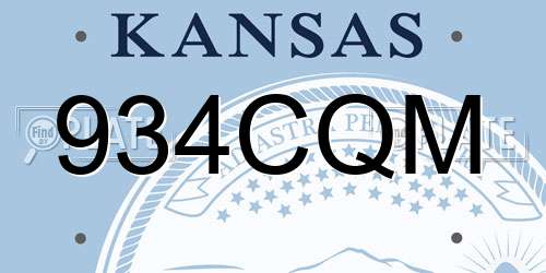 934CQM Kansas License Plate