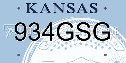 934GSG Kansas License Plate