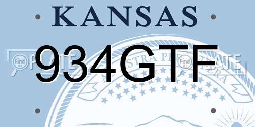 934GTF Kansas License Plate