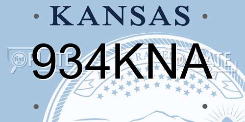 934KNA Kansas License Plate