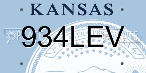 934LEV Kansas License Plate