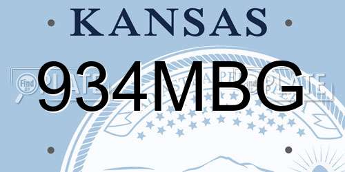 934MBG Kansas License Plate