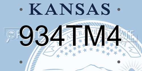 934TM4 Kansas License Plate