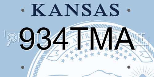 934TMA Kansas License Plate