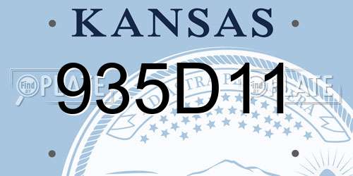 935D11 Kansas License Plate