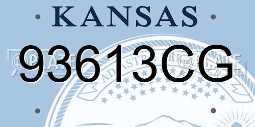 93613CG Kansas License Plate