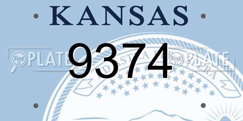 9374 Kansas License Plate