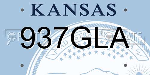 937GLA Kansas License Plate