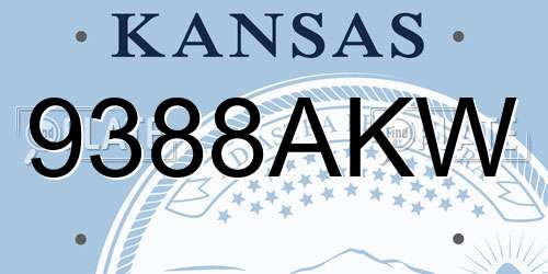 9388AKW Kansas License Plate