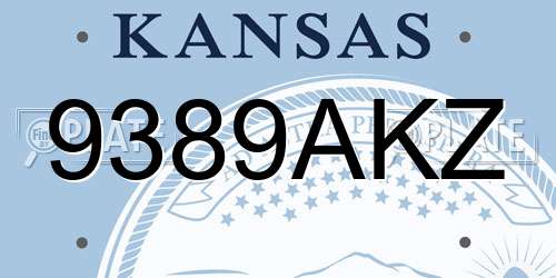 9389AKZ Kansas License Plate