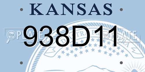 938D11 Kansas License Plate