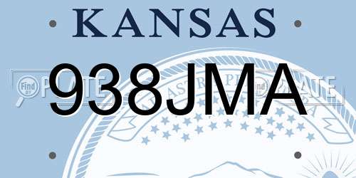 938JMA Kansas License Plate
