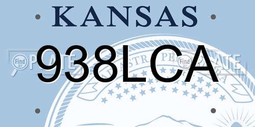938LCA Kansas License Plate