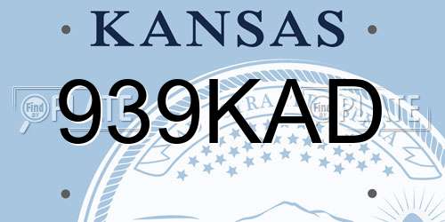 939KAD Kansas License Plate