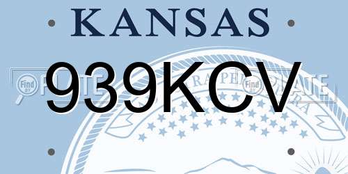 939KCV Kansas License Plate