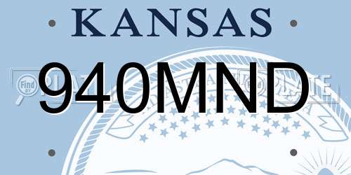 940MND Kansas License Plate