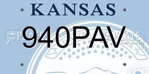 940PAV Kansas License Plate