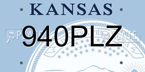940PLZ Kansas License Plate