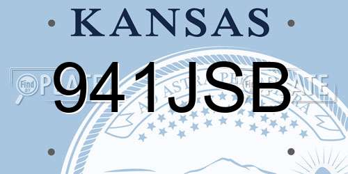 941JSB Kansas License Plate