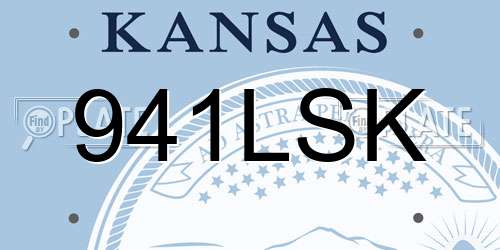 941LSK Kansas License Plate
