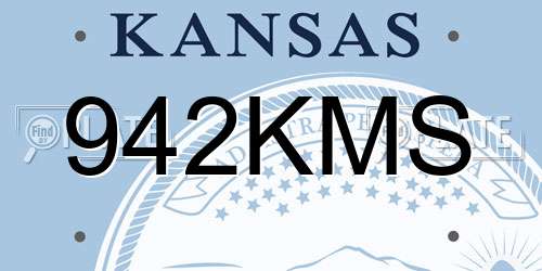 942KMS Kansas License Plate