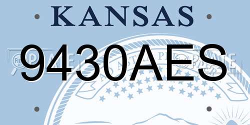 9430AES Kansas License Plate